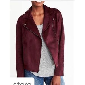 Burgundy suede Moto jacket